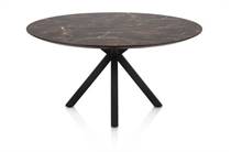 Henders en Hazel CALETTA ronde tafel Eetkamertafel rond 150 cm. - hpl primo laminato blad - centrale kruispoot rough off black Middenbruin