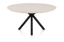 Henders en Hazel CALETTA ronde tafel Eetkamertafel rond 150 cm. - hpl primo laminato blad - centrale kruispoot rough off black Travertin