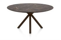Henders en Hazel CALETTA ronde tafel Eetkamertafel rond 150 cm. - hpl primo laminato blad - centrale kruispoot steelbrown Middenbruin