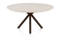 Henders en Hazel CALETTA ronde tafel Eetkamertafel rond 150 cm. - hpl primo laminato blad - centrale kruispoot steelbrown Travertin