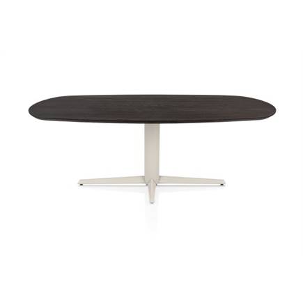 Henders en Hazel Eetkamertafel ovaal 210 x 100 cm. - eiken blad - centrale teenpoot crème Burned Antique Silver