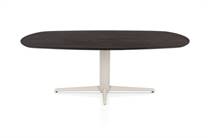 Henders en Hazel CALETTA ronde tafel Eetkamertafel ovaal 210 x 100 cm. - eiken blad - centrale teenpoot crème Burned Antique Silver