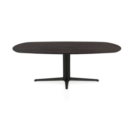 Henders en Hazel Eetkamertafel ovaal 210 x 100 cm. - eiken blad - centrale teenpoot rough off black Burned Antique Silver