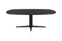 Henders en Hazel CALETTA ronde tafel Eetkamertafel ovaal 210 x 100 cm. - eiken blad - centrale teenpoot rough off black Burned Antique Silver