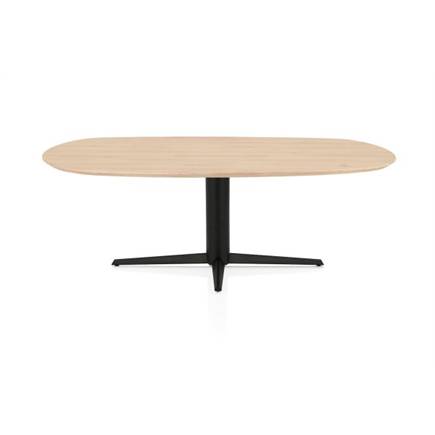 Henders en Hazel Eetkamertafel ovaal 210 x 100 cm. - eiken blad - centrale teenpoot rough off black Natural