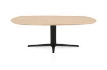 Henders en Hazel CALETTA ronde tafel Eetkamertafel ovaal 210 x 100 cm. - eiken blad - centrale teenpoot rough off black Natural