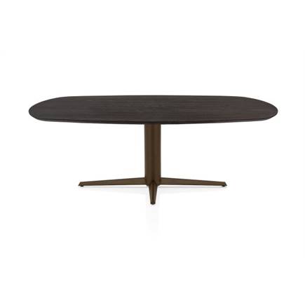 Henders en Hazel Eetkamertafel ovaal 210 x 100 cm. - eiken blad - centrale teenpoot steelbrown Burned Antique Silver