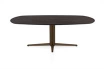 Henders en Hazel CALETTA ronde tafel Eetkamertafel ovaal 210 x 100 cm. - eiken blad - centrale teenpoot steelbrown Burned Antique Silver