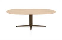 Henders en Hazel CALETTA ronde tafel Eetkamertafel ovaal 210 x 100 cm. - eiken blad - centrale teenpoot steelbrown Natural
