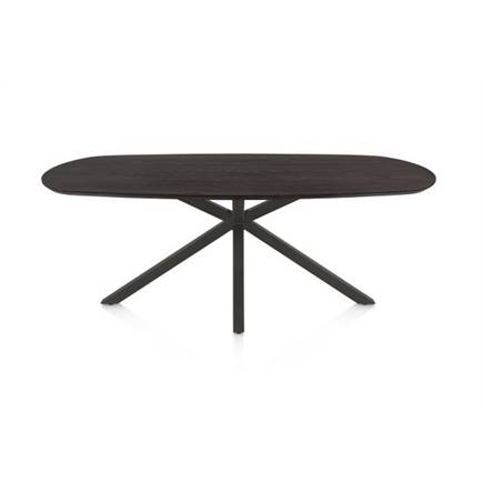 Henders en Hazel Eetkamertafel ovaal 210 x 100 cm. - eiken blad - centrale kruispoot graphiet Burned Antique Silver