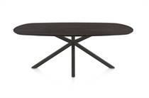 Henders en Hazel CALETTA ronde tafel Eetkamertafel ovaal 210 x 100 cm. - eiken blad - centrale kruispoot graphiet Burned Antique Silver