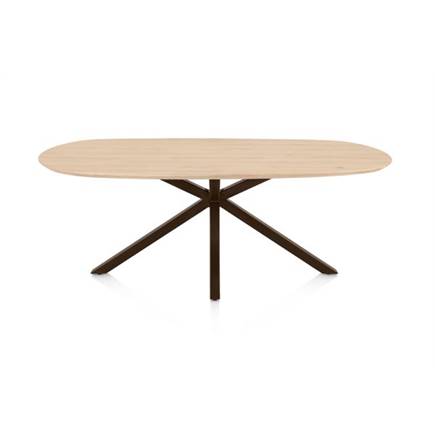 Henders en Hazel Eetkamertafel ovaal 210 x 100 cm. - eiken blad - centrale kruispoot steelbrown Natural