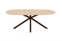 Henders en Hazel CALETTA ronde tafel Eetkamertafel ovaal 210 x 100 cm. - eiken blad - centrale kruispoot steelbrown Natural