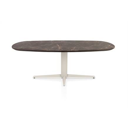 Henders en Hazel Eetkamertafel ovaal 210 x 100 cm. - hpl primo laminato blad - centrale teenpoot crème Middenbruin