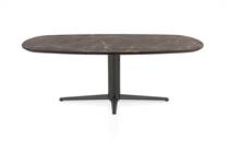 Henders en Hazel CALETTA ronde tafel Eetkamertafel ovaal 210 x 100 cm. - hpl primo laminato blad - centrale teenpoot graphiet Middenbruin