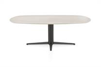 Henders en Hazel CALETTA ronde tafel Eetkamertafel ovaal 210 x 100 cm. - hpl primo laminato blad - centrale teenpoot graphiet Travertin