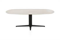 Henders en Hazel CALETTA ronde tafel Eetkamertafel ovaal 210 x 100 cm. - hpl primo laminato blad - centrale teenpoot rough off black Travertin