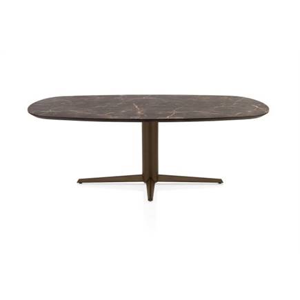 Henders en Hazel Eetkamertafel ovaal 210 x 100 cm. - hpl primo laminato blad - centrale teenpoot steelbrown Middenbruin