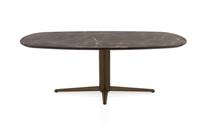 Henders en Hazel CALETTA ronde tafel Eetkamertafel ovaal 210 x 100 cm. - hpl primo laminato blad - centrale teenpoot steelbrown Middenbruin