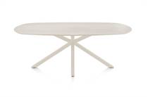 Henders en Hazel CALETTA ronde tafel Eetkamertafel ovaal 210 x 100 cm. - hpl primo laminato blad - centrale kruispoot crème Travertin