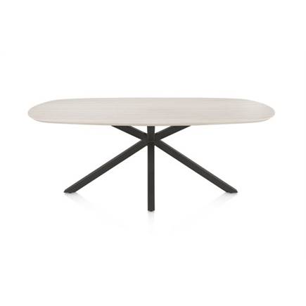 Henders en Hazel Eetkamertafel ovaal 210 x 100 cm. - hpl primo laminato blad - centrale kruispoot graphiet Travertin