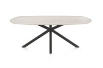 Henders en Hazel CALETTA ronde tafel Eetkamertafel ovaal 210 x 100 cm. - hpl primo laminato blad - centrale kruispoot graphiet Travertin