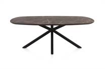 Henders en Hazel CALETTA ronde tafel Eetkamertafel ovaal 210 x 100 cm. - hpl primo laminato blad - centrale kruispoot rough off black Middenbruin