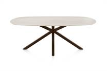 Henders en Hazel CALETTA ronde tafel Eetkamertafel ovaal 210 x 100 cm. - hpl primo laminato blad - centrale kruispoot steelbrown Travertin