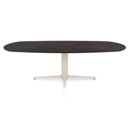 Henders en Hazel Eetkamertafel ovaal 240 x 105 cm. - eiken blad - centrale teenpoot crème Burned Antique Silver