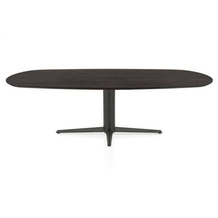 Henders en Hazel Eetkamertafel ovaal 240 x 105 cm. - eiken blad - centrale teenpoot graphiet Burned Antique Silver