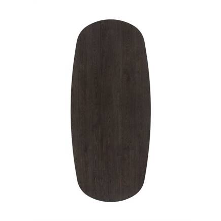 Henders en Hazel Eetkamertafel ovaal 240 x 105 cm. - eiken blad - centrale teenpoot rough off black Burned Antique Silver