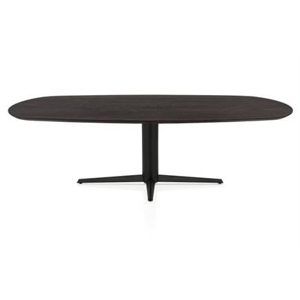 Henders en Hazel Eetkamertafel ovaal 240 x 105 cm. - eiken blad - centrale teenpoot rough off black Burned Antique Silver