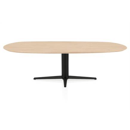 Henders en Hazel Eetkamertafel ovaal 240 x 105 cm. - eiken blad - centrale teenpoot rough off black Natural