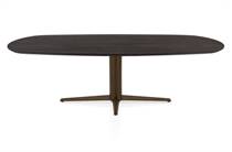 Henders en Hazel CALETTA ronde tafel Eetkamertafel ovaal 240 x 105 cm. - eiken blad - centrale teenpoot steelbrown Burned Antique Silver