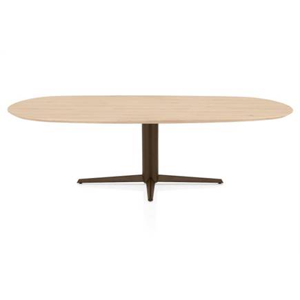 Henders en Hazel Eetkamertafel ovaal 240 x 105 cm. - eiken blad - centrale teenpoot steelbrown Natural