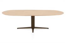 Henders en Hazel CALETTA ronde tafel Eetkamertafel ovaal 240 x 105 cm. - eiken blad - centrale teenpoot steelbrown Natural