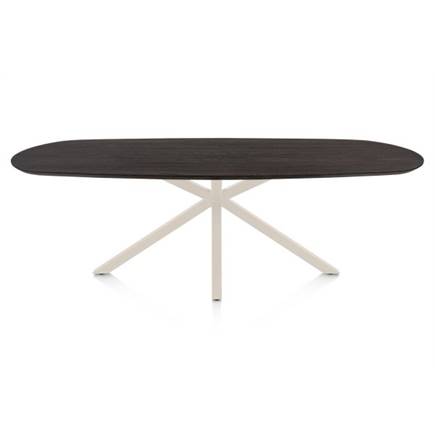 Henders en Hazel Eetkamertafel ovaal 240 x 105 cm. - eiken blad - centrale kruispoot crème Burned Antique Silver