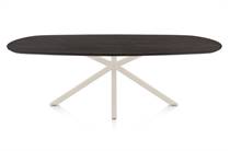 Henders en Hazel CALETTA ronde tafel Eetkamertafel ovaal 240 x 105 cm. - eiken blad - centrale kruispoot crème Burned Antique Silver