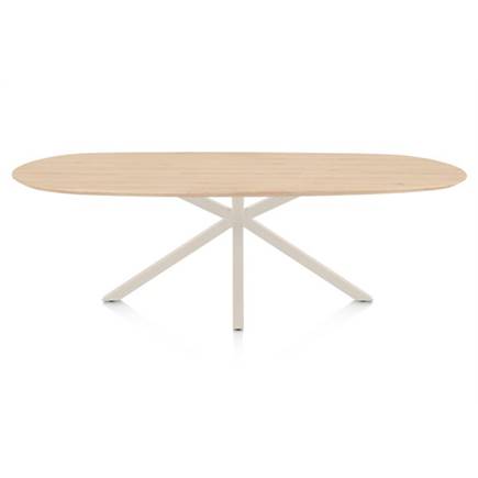 Henders en Hazel Eetkamertafel ovaal 240 x 105 cm. - eiken blad - centrale kruispoot crème Natural