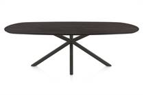 Henders en Hazel CALETTA ronde tafel Eetkamertafel ovaal 240 x 105 cm. - eiken blad - centrale kruispoot graphiet Burned Antique Silver