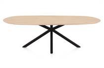Henders en Hazel CALETTA ronde tafel Eetkamertafel ovaal 240 x 105 cm. - eiken blad - centrale kruispoot rough off black Natural