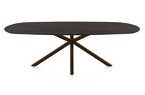 Henders en Hazel CALETTA ronde tafel Eetkamertafel ovaal 240 x 105 cm. - eiken blad - centrale kruispoot steelbrown Burned Antique Silver