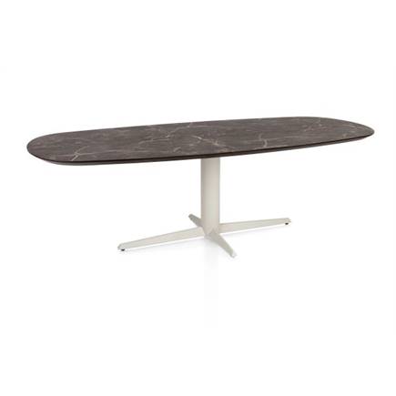 Henders en Hazel Eetkamertafel ovaal 240 x 105 cm. - hpl primo laminato blad - centrale teenpoot crème Middenbruin