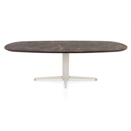 Henders en Hazel Eetkamertafel ovaal 240 x 105 cm. - hpl primo laminato blad - centrale teenpoot crème Middenbruin