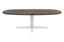 Henders en Hazel CALETTA ronde tafel Eetkamertafel ovaal 240 x 105 cm. - hpl primo laminato blad - centrale teenpoot crème Middenbruin