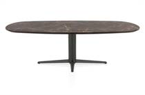 Henders en Hazel CALETTA ronde tafel Eetkamertafel ovaal 240 x 105 cm. - hpl primo laminato blad - centrale teenpoot graphiet Middenbruin