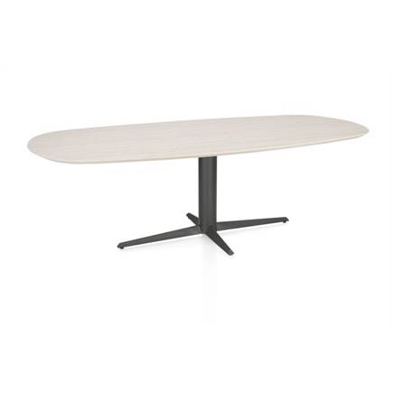 Henders en Hazel Eetkamertafel ovaal 240 x 105 cm. - hpl primo laminato blad - centrale teenpoot graphiet Travertin