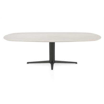 Henders en Hazel Eetkamertafel ovaal 240 x 105 cm. - hpl primo laminato blad - centrale teenpoot graphiet Travertin