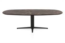 Henders en Hazel CALETTA ronde tafel Eetkamertafel ovaal 240 x 105 cm. - hpl primo laminato blad - centrale teenpoot rough off black Middenbruin