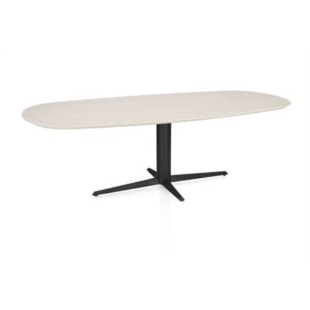 Henders en Hazel Eetkamertafel ovaal 240 x 105 cm. - hpl primo laminato blad - centrale teenpoot rough off black Travertin